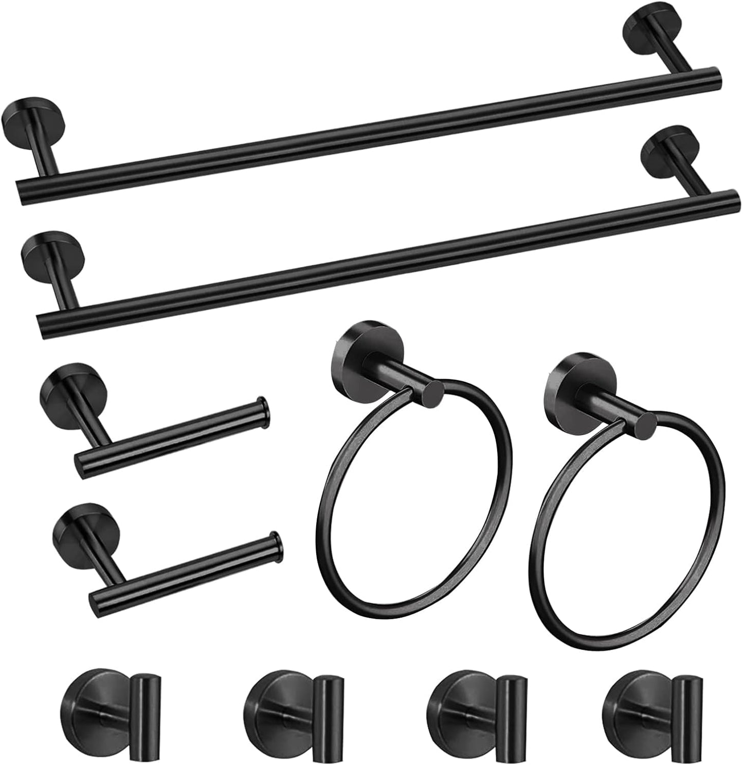 Cilee 10 Piece Matte Black Bathroom Accessories Set for Modern Homes