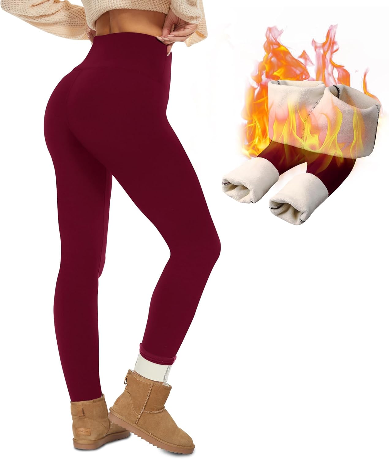 NexiEpoch Fleece Lined Leggings for Women - Warm Winter Comfort
