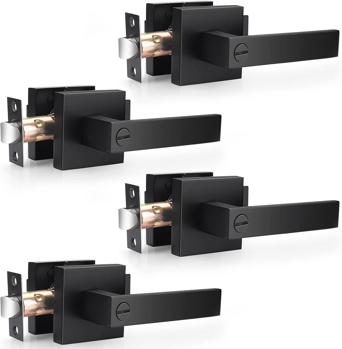 Probrico Heavy Duty Black Door Handle Square Privacy Levers