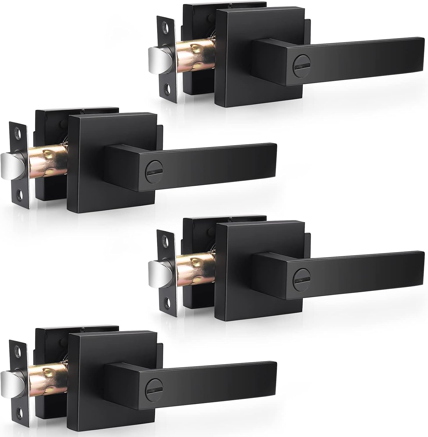 Probrico Heavy Duty Black Door Handle Square Privacy Levers