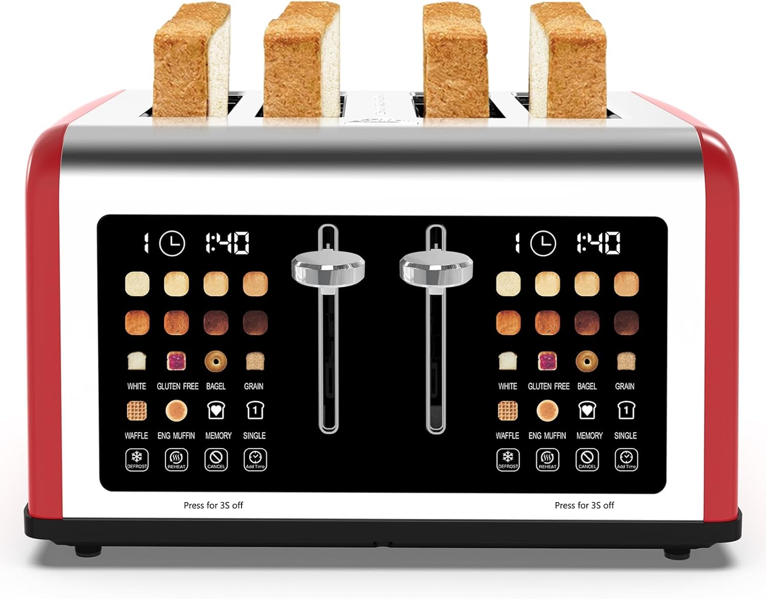 4 Slice Toaster with Touch Screen and Dual Control Panels
