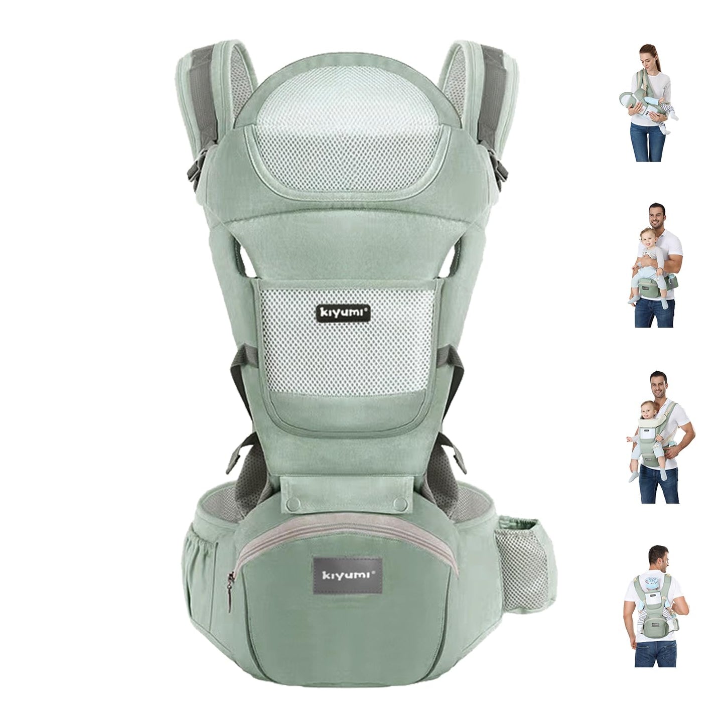 KIYUMI Baby Carrier with Hip Seat for Newborn to Toddler Comfort