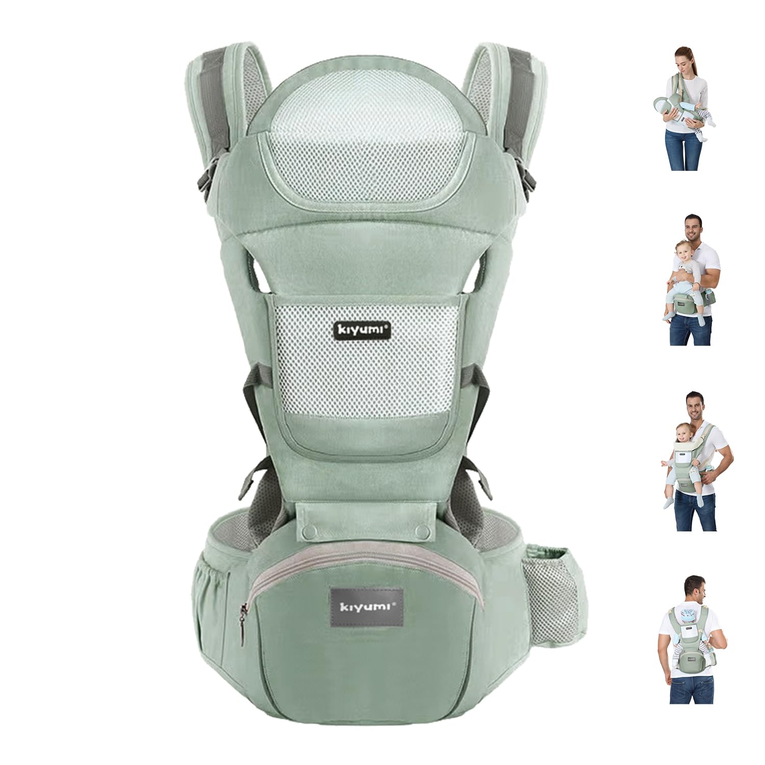 KIYUMI Baby Carrier with Hip Seat for Newborn to Toddler Comfort