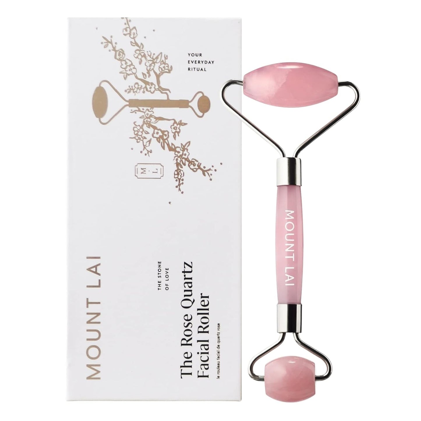 De-Puffing Rose Quartz Facial Roller for Radiant Skin Care