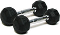 Dumbbells Hand Weights Set of 2 - Rubber Hex Chrome Handle for Home