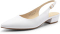 Kitten Slingback Low Block Heels for Women - Comfortable Classic Pumps
