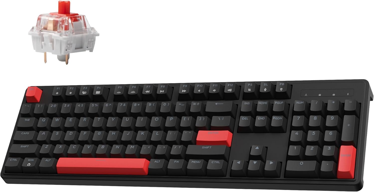LEMOKEY X3 Wired Mechanical Gaming Keyboard with Red Backlit