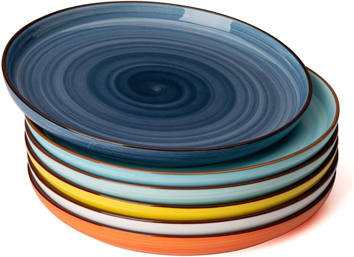 Sweese 7.4 Inch Porcelain Dessert Plates - Vibrant Colors Set