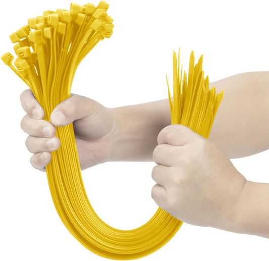 XINGO Yellow 16 Inch Zip Ties - 100 Pack, 200 LBS Heavy Duty Strength