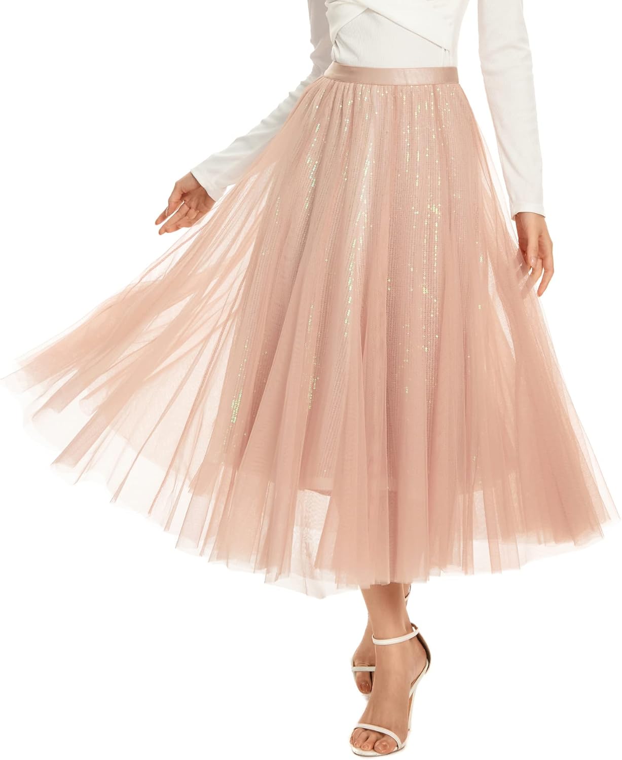 Elegant Tulle Skirt for Women - High Waist Pleated A-Line Style