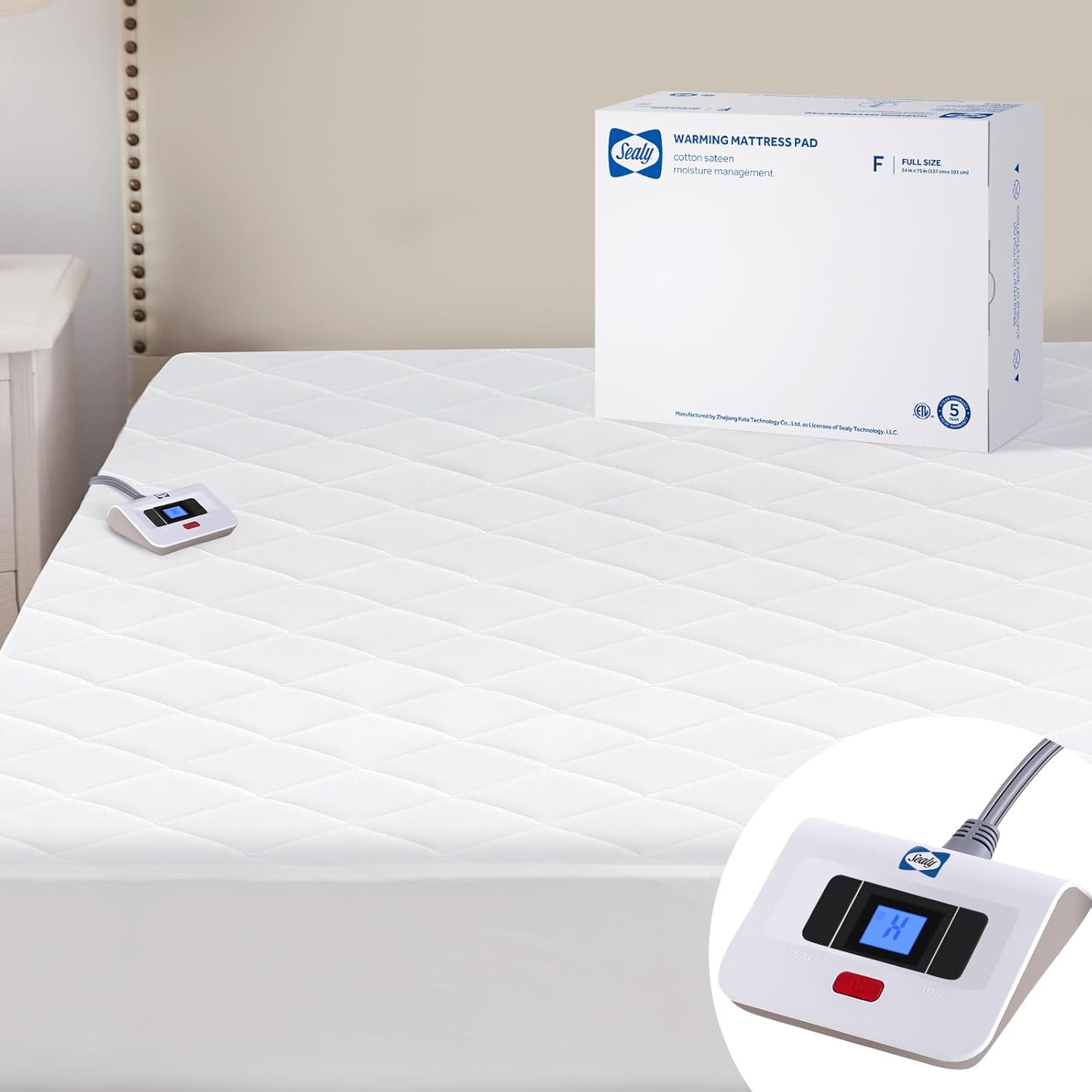 Sealy Heated Mattress Pad with 10 Heat Settings for Comfort