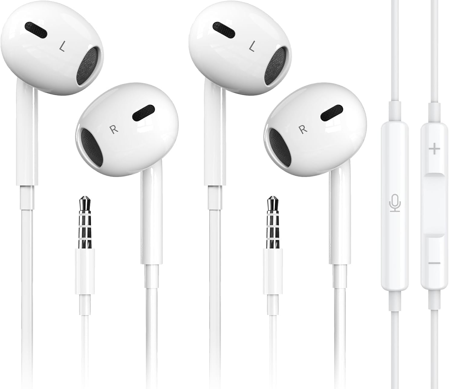MFi Certified 2 Pack iPhone Earbuds with Mic & Volume Control