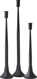 Denique Iron Taper Candle Holder Set of 3 - Elegant Black Candlesticks