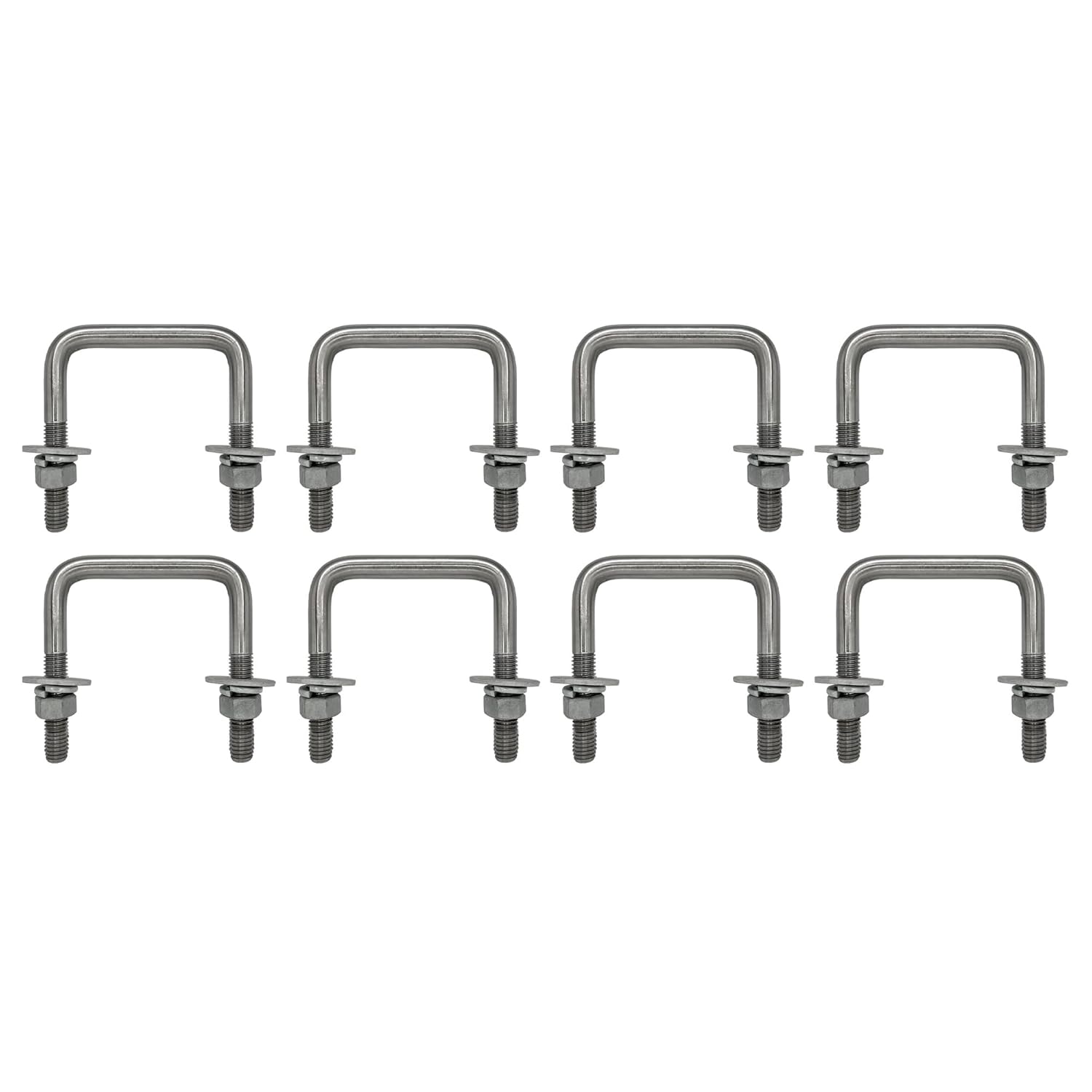 Durable Square U Bolt with Hardware for Boat Trailers, 8 Pack