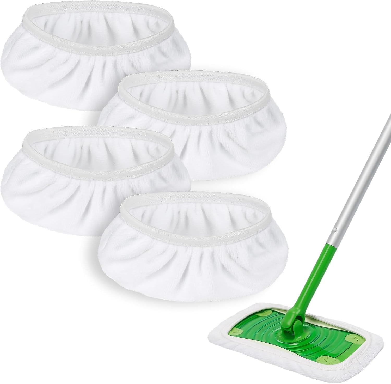 Pack of 4 Reusable Microfiber Mop Pads - Strong Adsorption