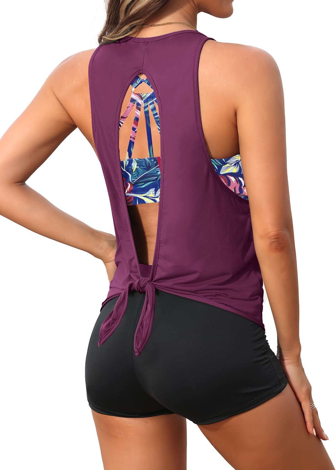 Aqua Eve 3 Piece Tankini Swimsuit for Women with Shorts