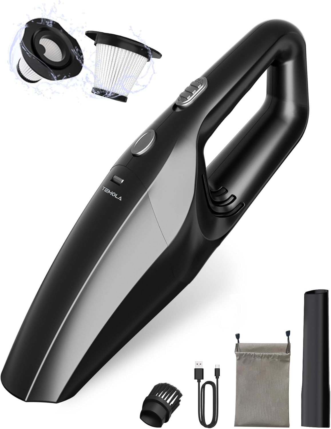 TEMOLA Portable Car Vacuum with HEPA Filter