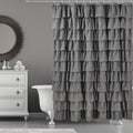 Ruffle Shower Curtain 84-in Extra Long Grey Ruffled Bath Curtain