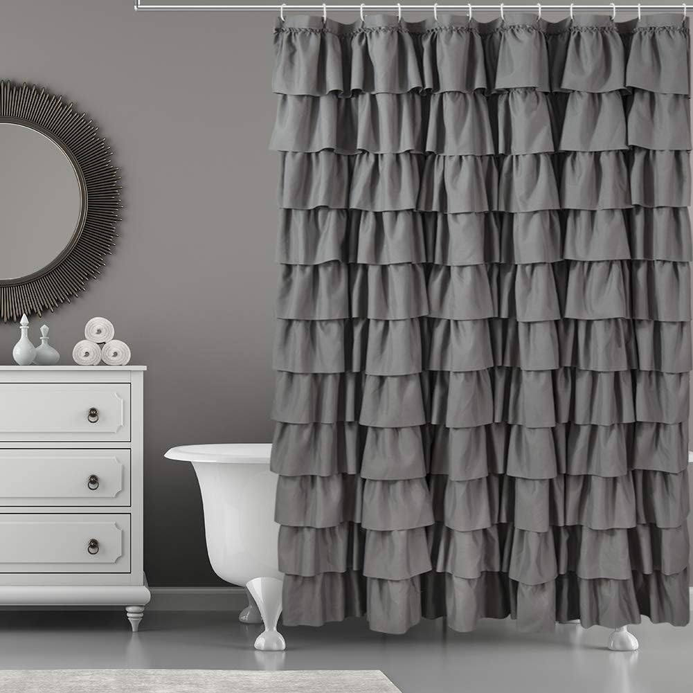 Ruffle Shower Curtain 84-inches Extra Long for Charming Decor