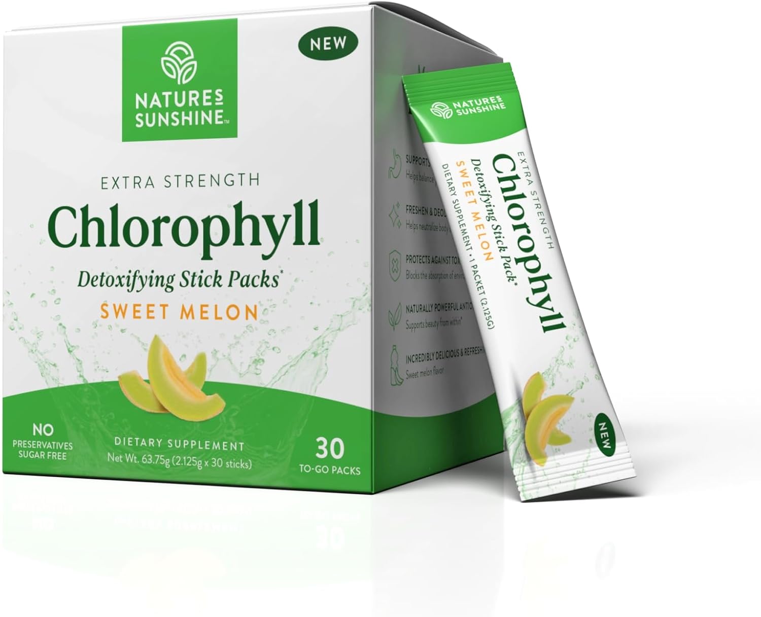 Nature's Sunshine Chlorophyll Stick Packs for Detox and Gut Health