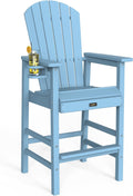 Tall Adirondack Bar Stool HDPE Outdoor Chair - All-Weather Comfort