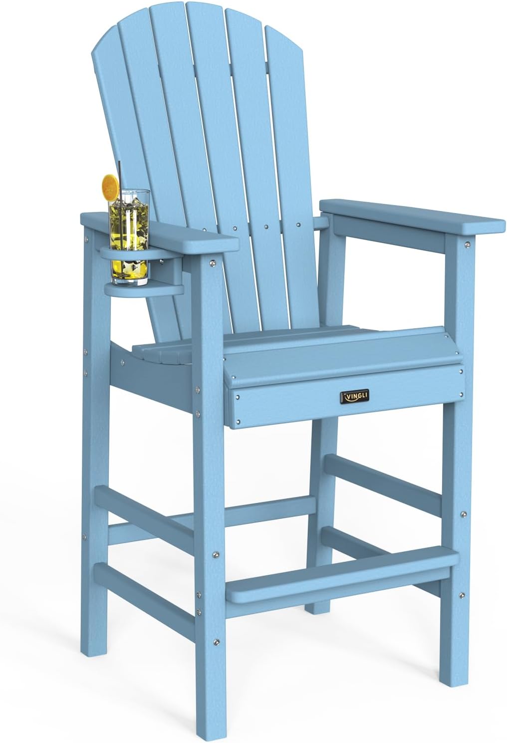 VINGLI Tall Adirondack Chair with Cup Holder for Outdoor Relaxation