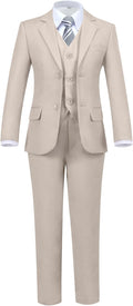 Boys' 5 Piece Formal Suit Set with Jacket, Vest, Shirt & Tie - Styled