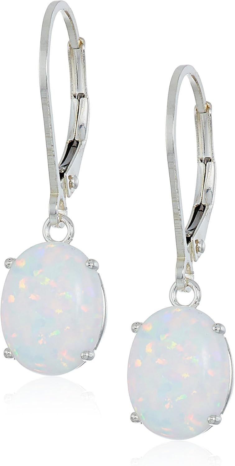 Elegant 925 Sterling Silver Opal Dangle Earrings for Women