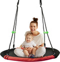 Black Round Saucer Swing with Handles 40 in - Spacious Outdoor Nest