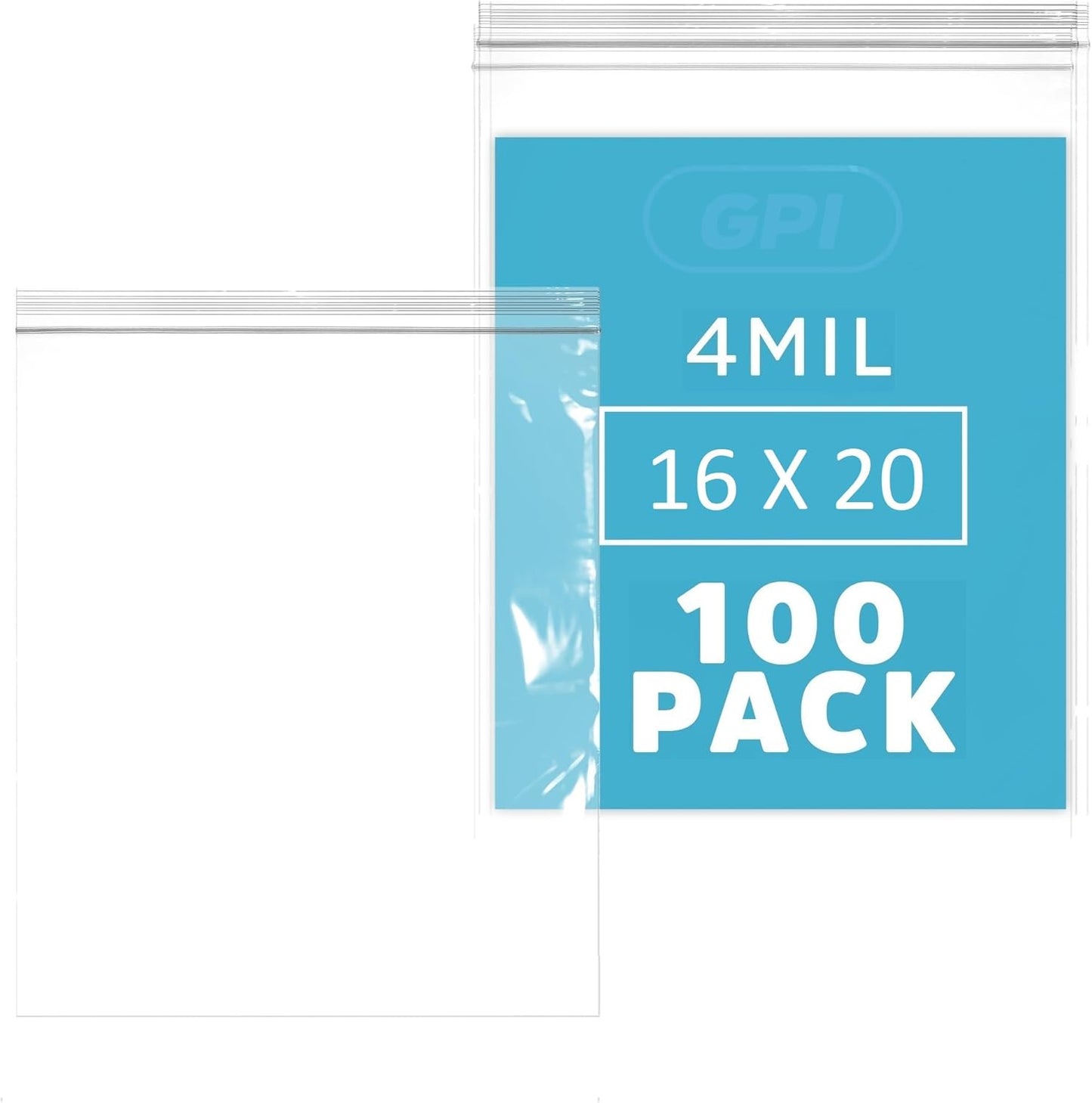 GPI 16in X 20in Extra Large Reclosable Zip Bags for Storage