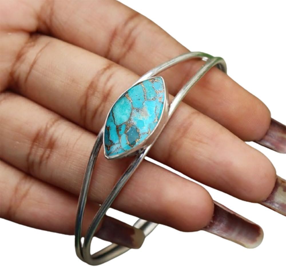 Moonstone Cuff Bangle - Handmade 925 Silver Bohemian Jewelry