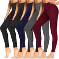 5 Pack Leggings for Women High Waisted Tummy Control - Soft Black