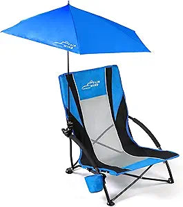 Outdoor Beach Chair with Umbrella for Adults - Portable Shade