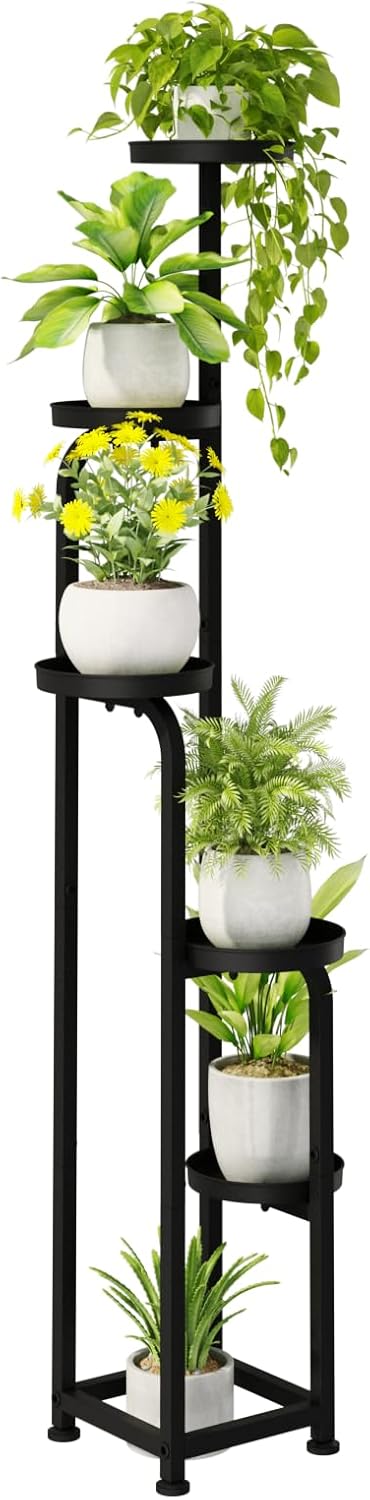 Bamworld Tall Plant Stand for Indoor Outdoor Use, 5 Tier Design