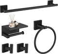 TURS 5-Piece Matte Black Bathroom Hardware Set 23.6in Towel Bar