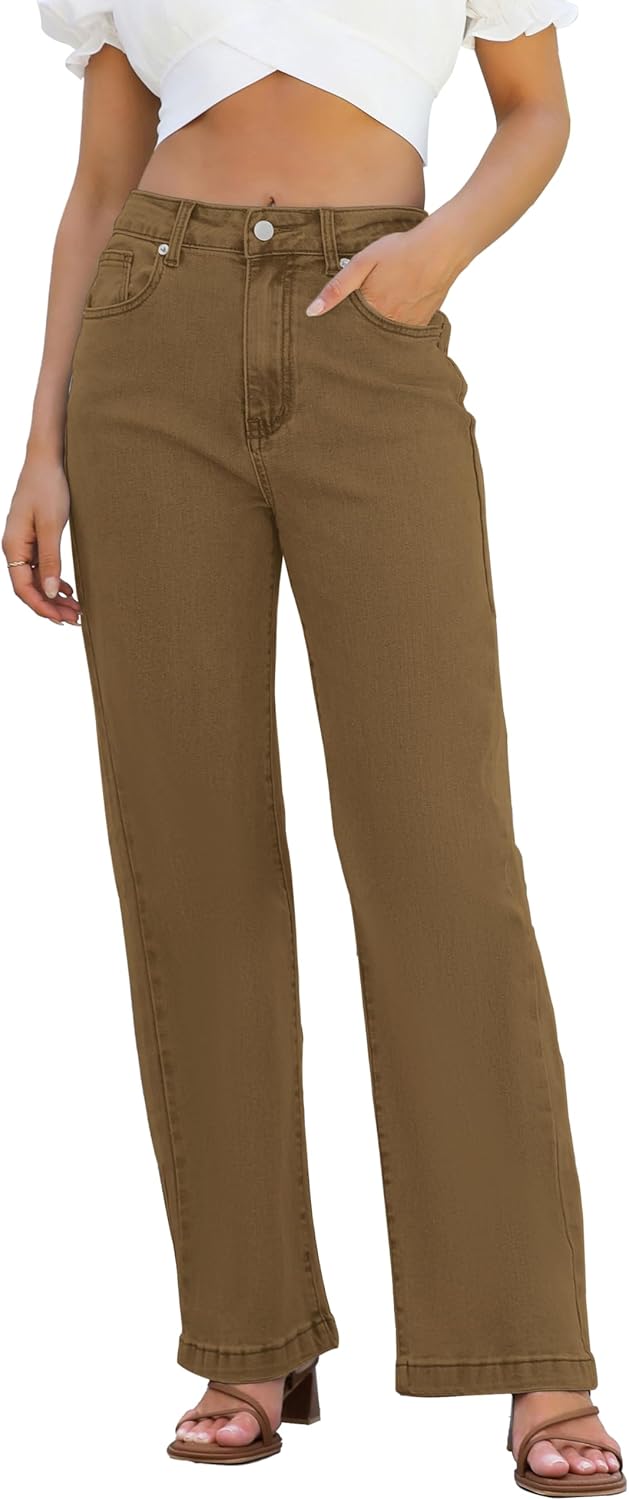 Womens High Waisted Straight Leg Loose Stretchy Jeans 2025