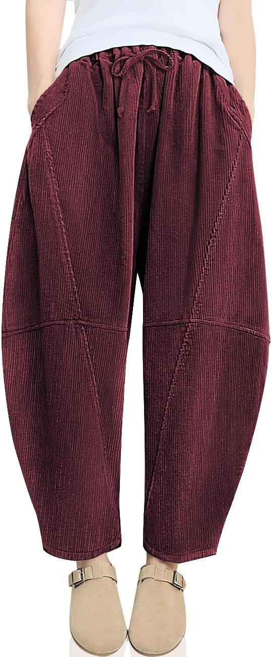 TARSE Womens Corduroy Harem Pants for Casual Comfort and Style