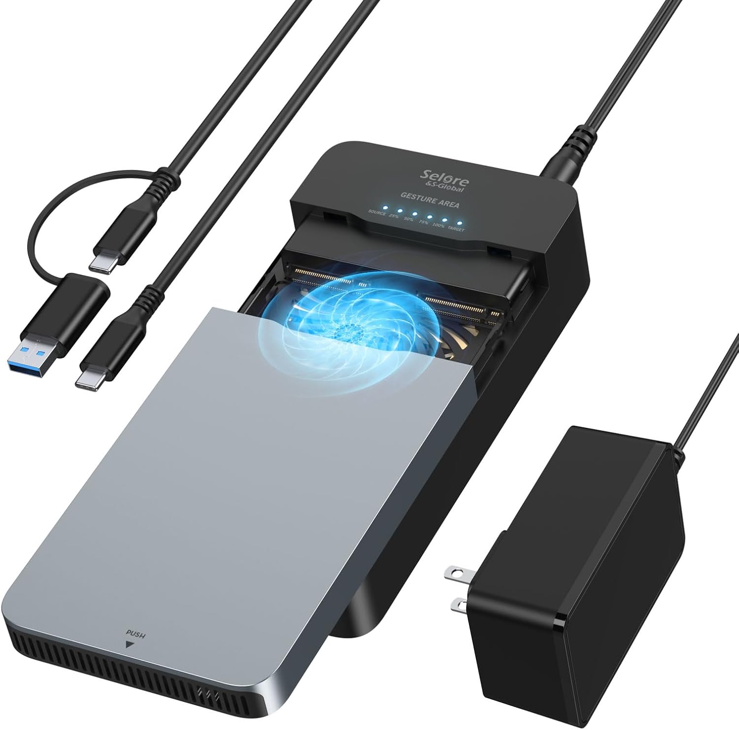 Cloner NVMe Enclosure with Cooling Fan for Fast Offline Duplication