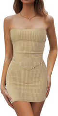 CHYRII Womens Sexy Two Piece Skirt Set - Y2K Bandeau Mini Dress