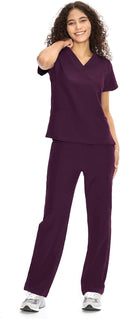 COZYFIT Scrubs for Women Set Medical Uniform - V-Neck Top & Straight