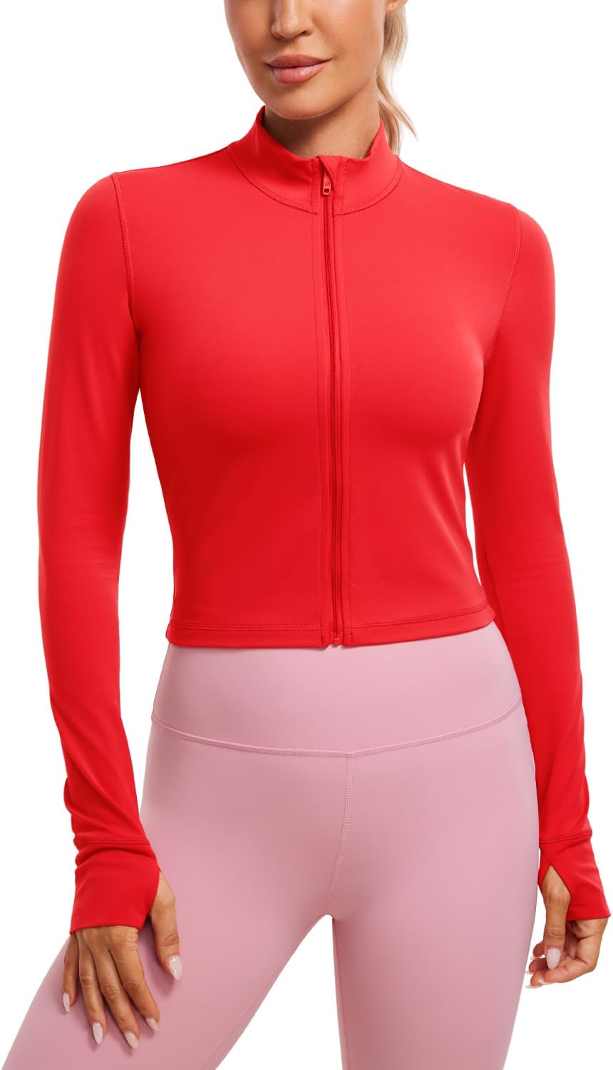 CRZ YOGA Womens Butterluxe Full Zip Cropped Workout Jacket