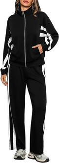 Womens 2-Piece Zip Up Sweatsuit Set - Air-Layer Lounge Tracksuit