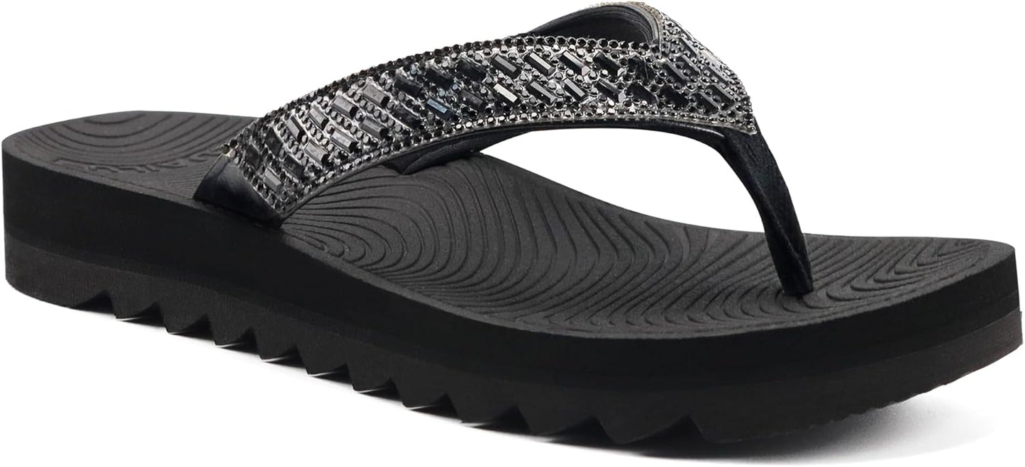 KuaiLu Womens Orthotic Flip Flops with Arch Support for Comfort