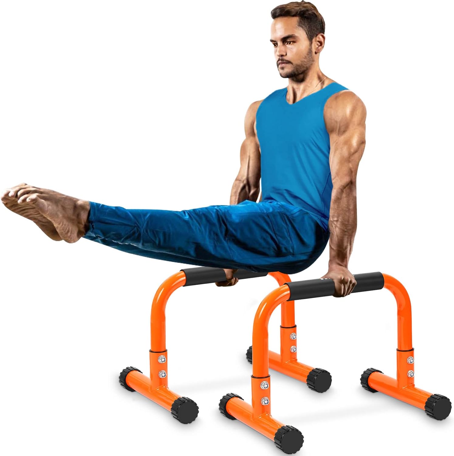 TABEKE Push Up Bar - 12in High Parallettes for Strength Training