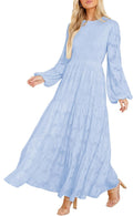 MITILLY Floral Smocked A-Line Tiered Maxi Dress - Elegant Everyday (US