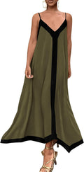 Women's Spaghetti Strap Summer Maxi Dress - Flowy V Neck Holiday