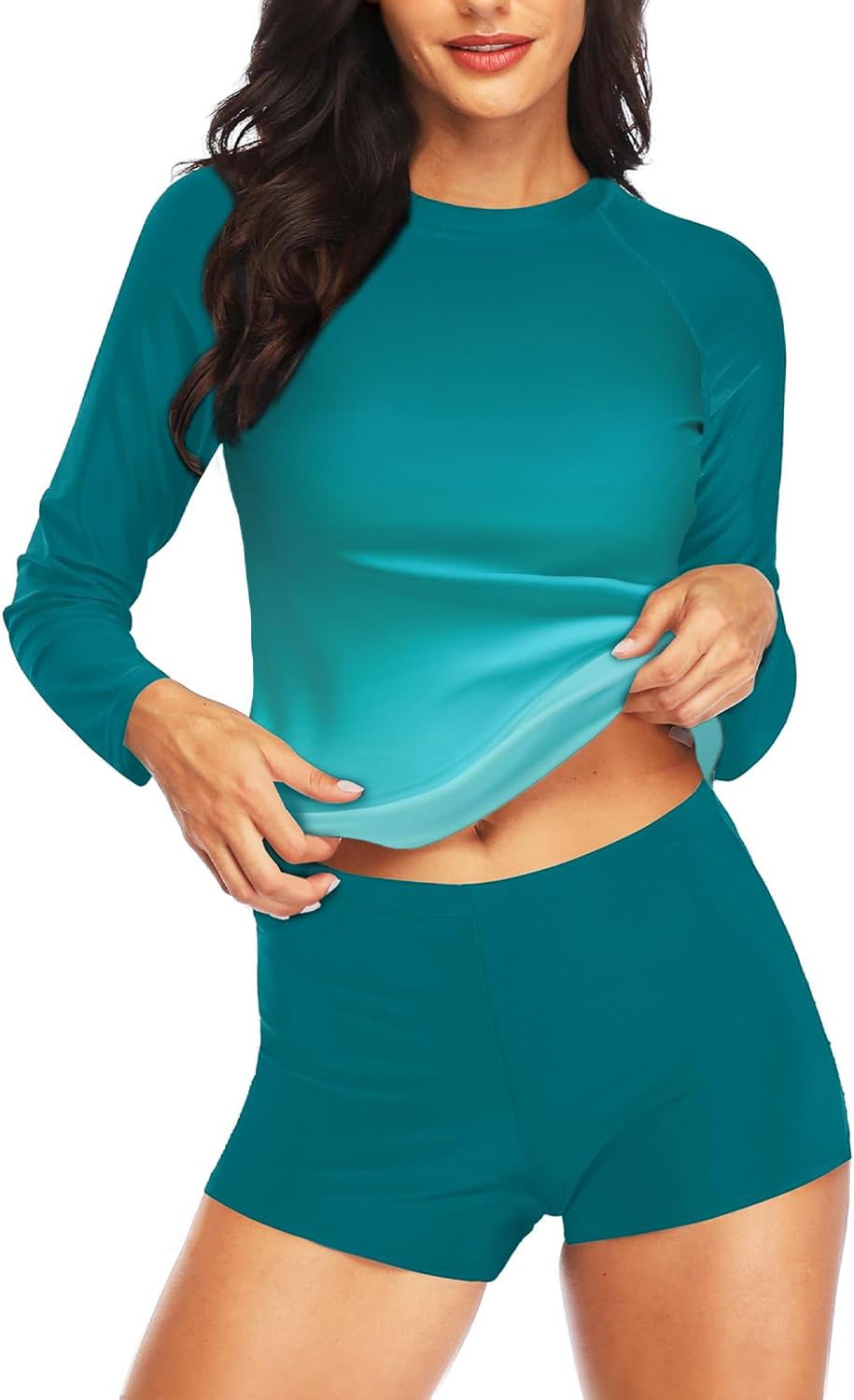 Daci Women Two Piece Rash Guard Long Sleeve Swimsuits for Sun