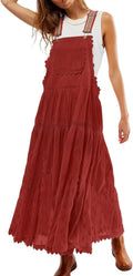 Women's Casual Lace Embroidered Maxi Dress - Flowing Boho Maxi