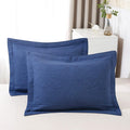 WINLIFE Cotton Quilted Pillow Sham King Size 20in x 36in - Navy Blue