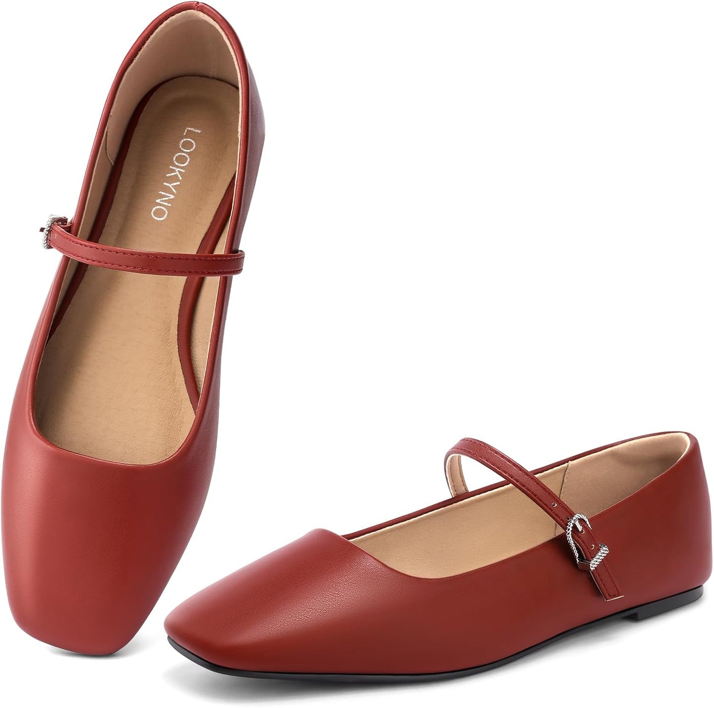 Womens Ballet Mary Jane Flats with Adjustable Strap for Comfort